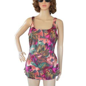 Vintage Classic by Jantzen Swimsuit One Piece Tropical Skirt Retro Pinup Size 16